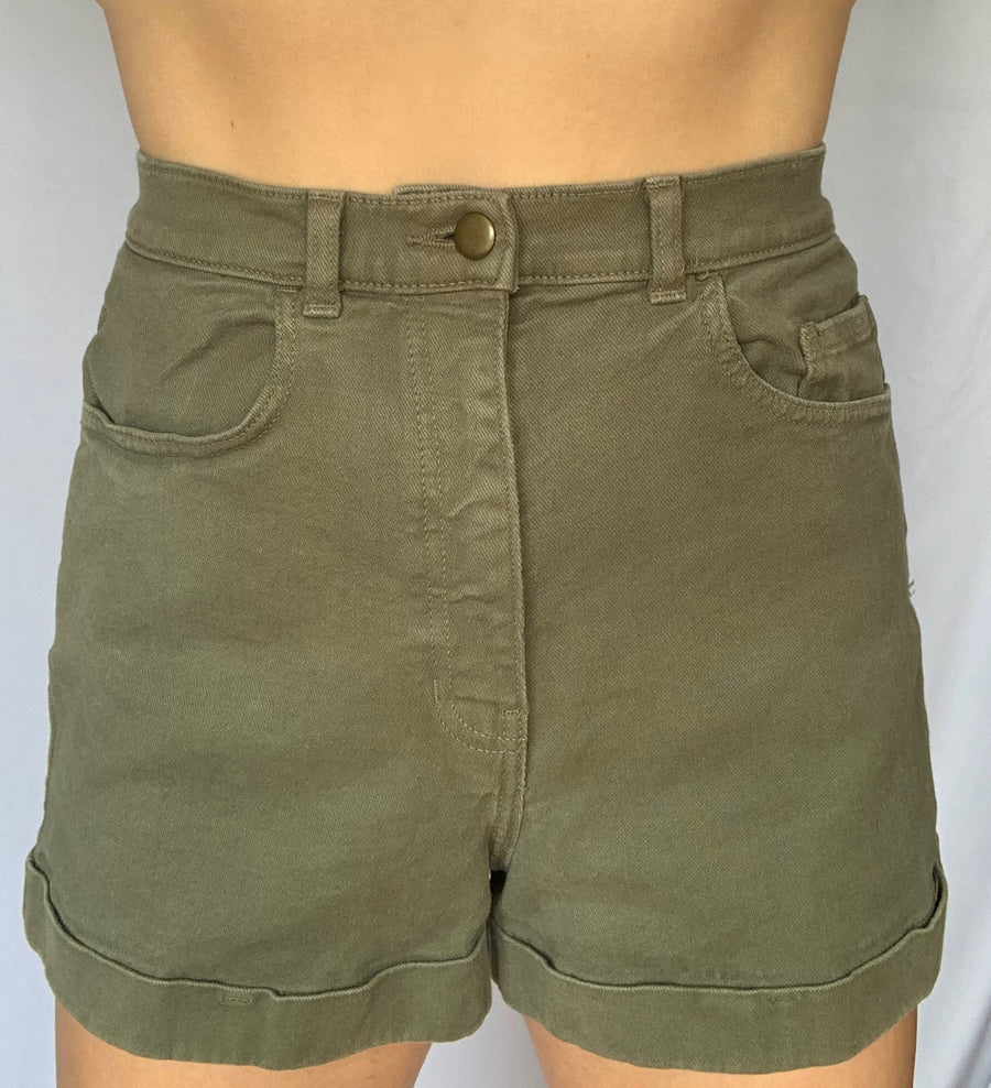 American Apparel Military Green High Waisted Shorts