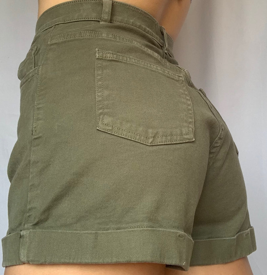 American Apparel Military Green High Waisted Shorts