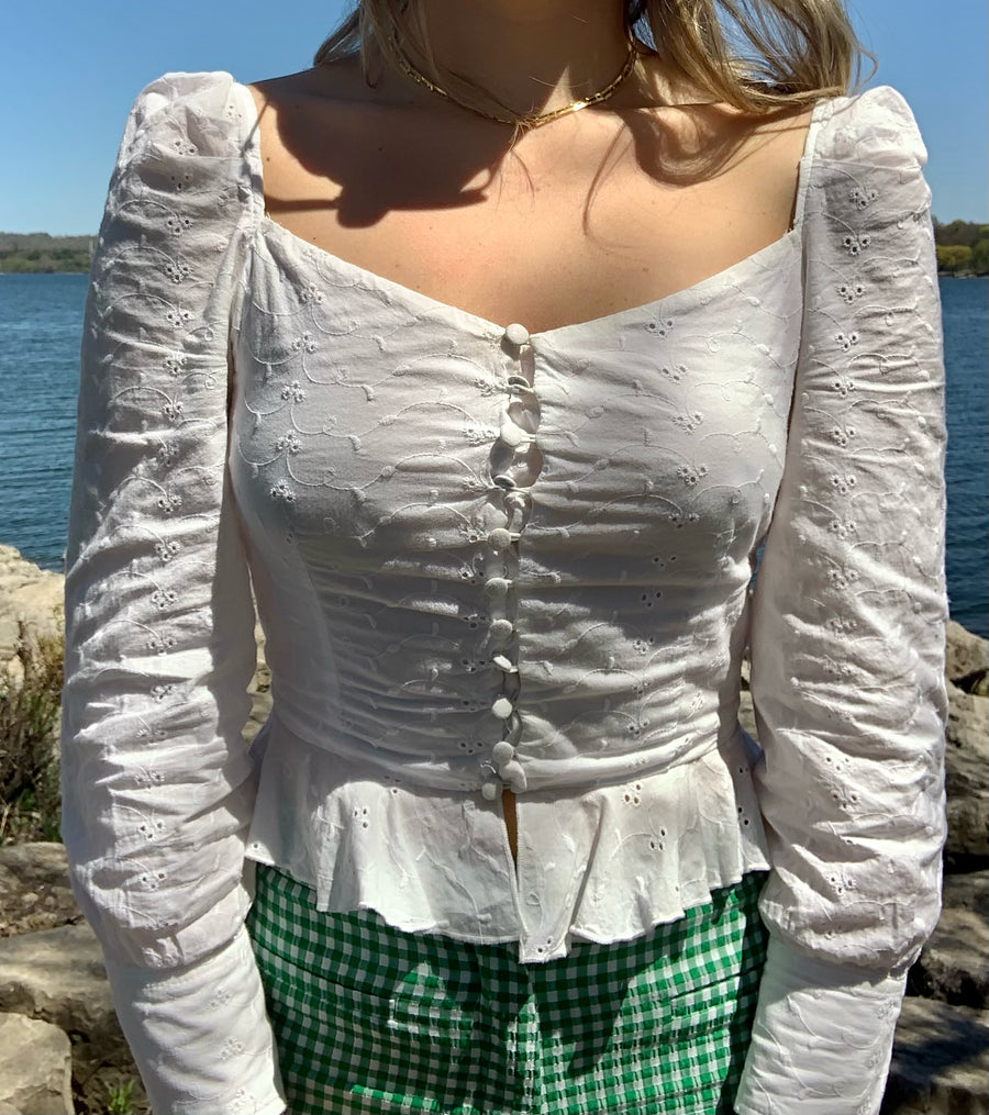 White Peasant Style Top