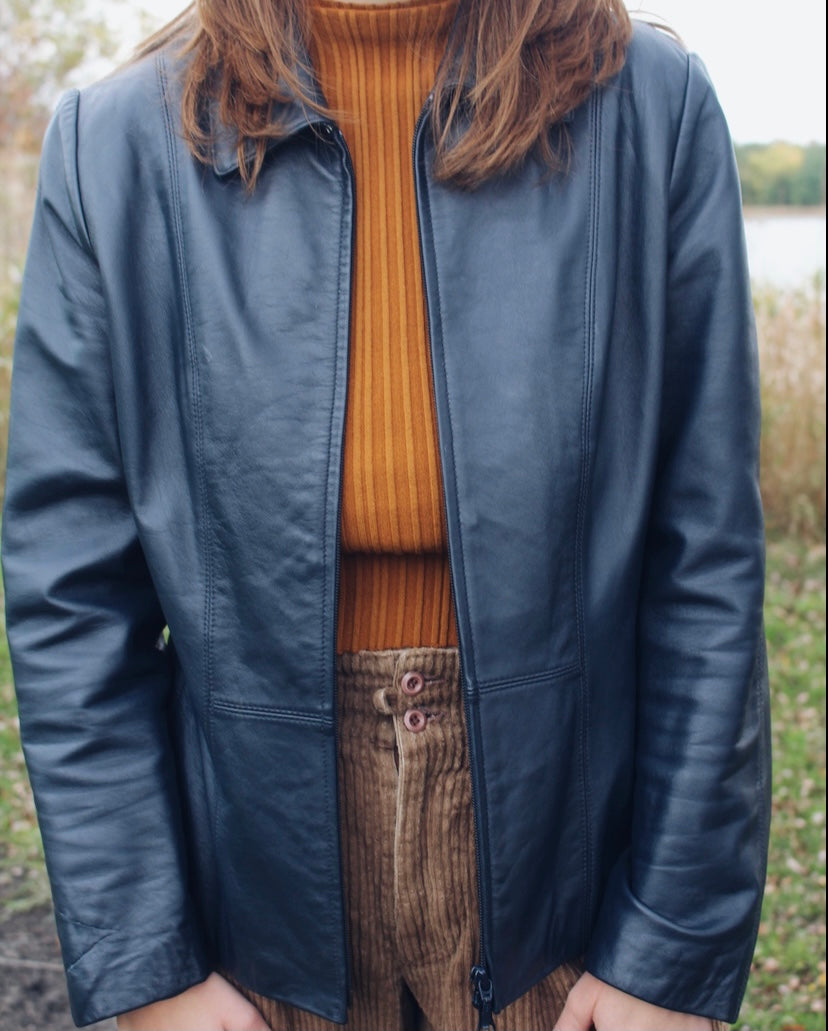 Navy Moto Jacket