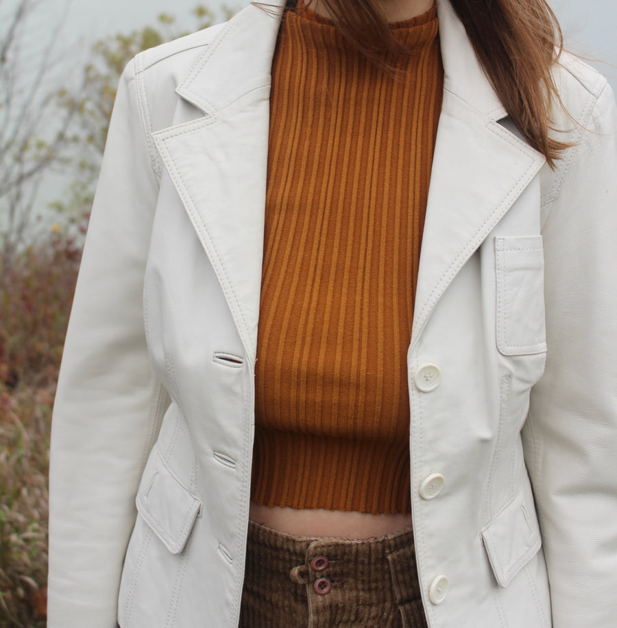 Soft White Leather Jacket