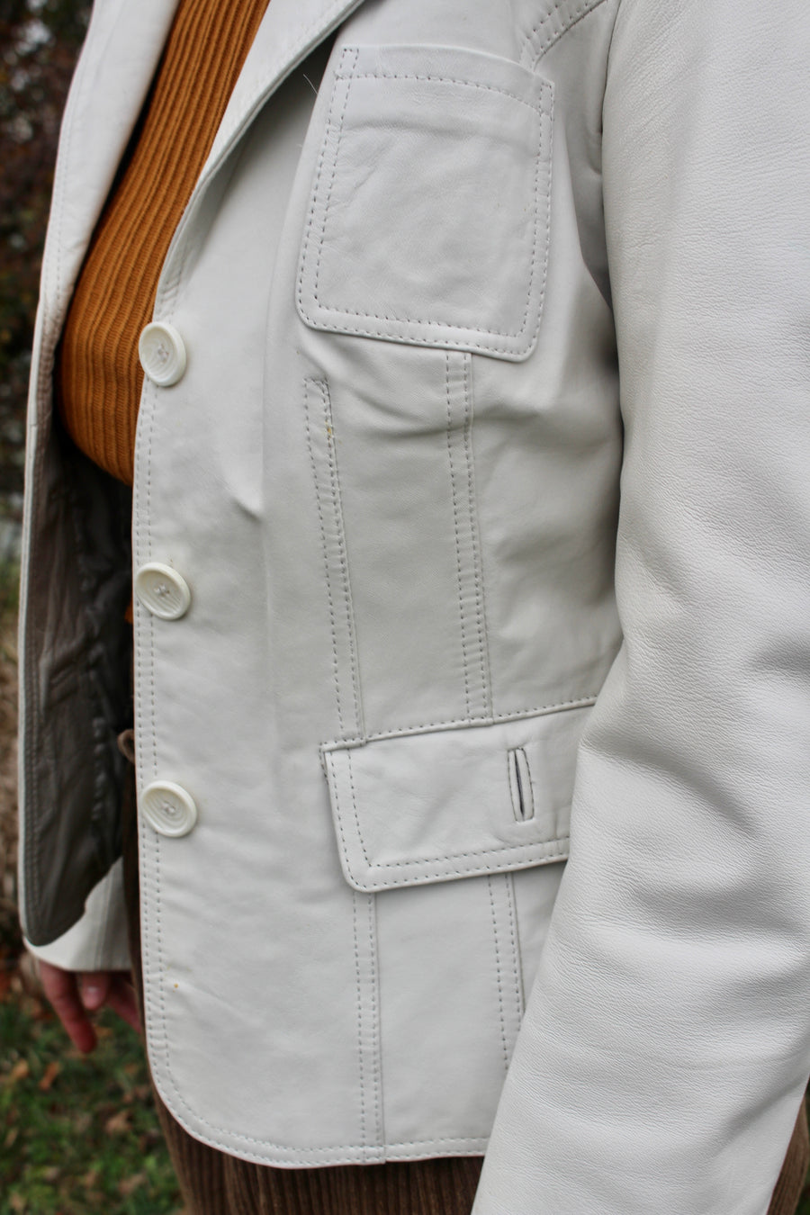 Soft White Leather Jacket