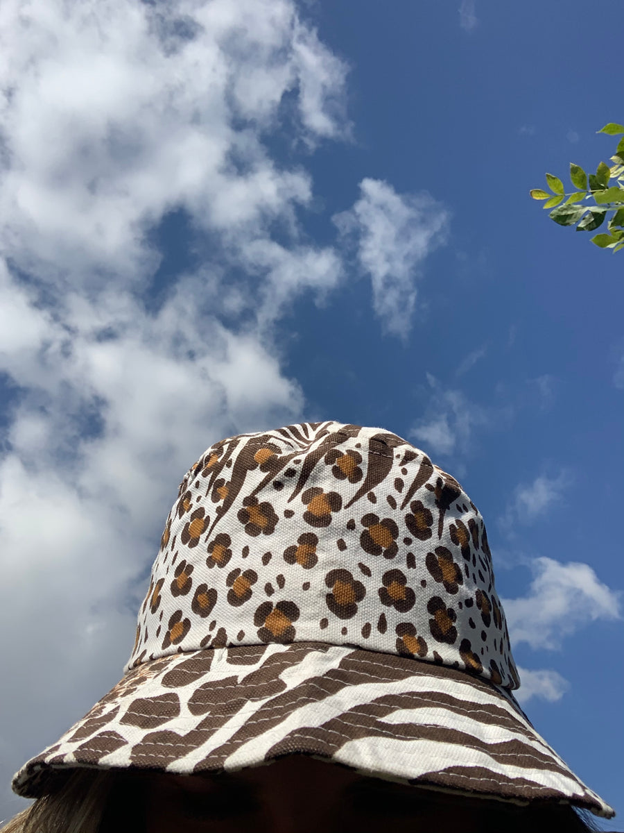 Brown Patterned Bucket Hat