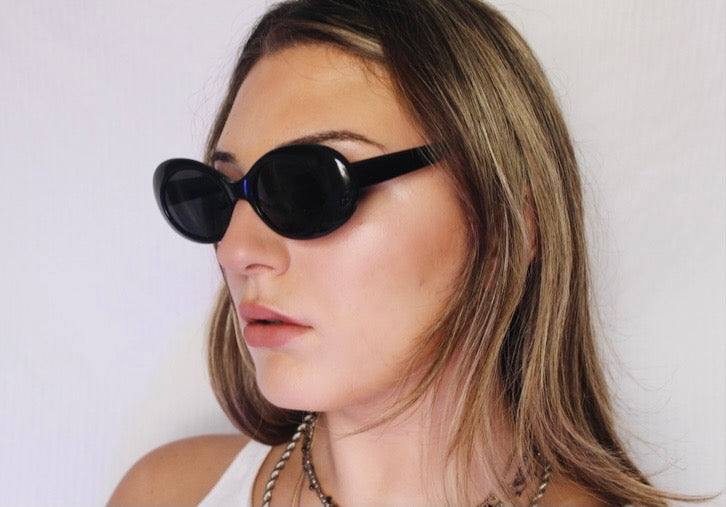 Oval Cobain Style Black Shades