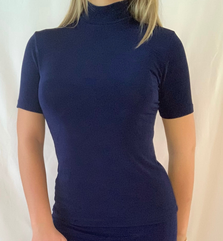 Navy Stretch Material Shirt